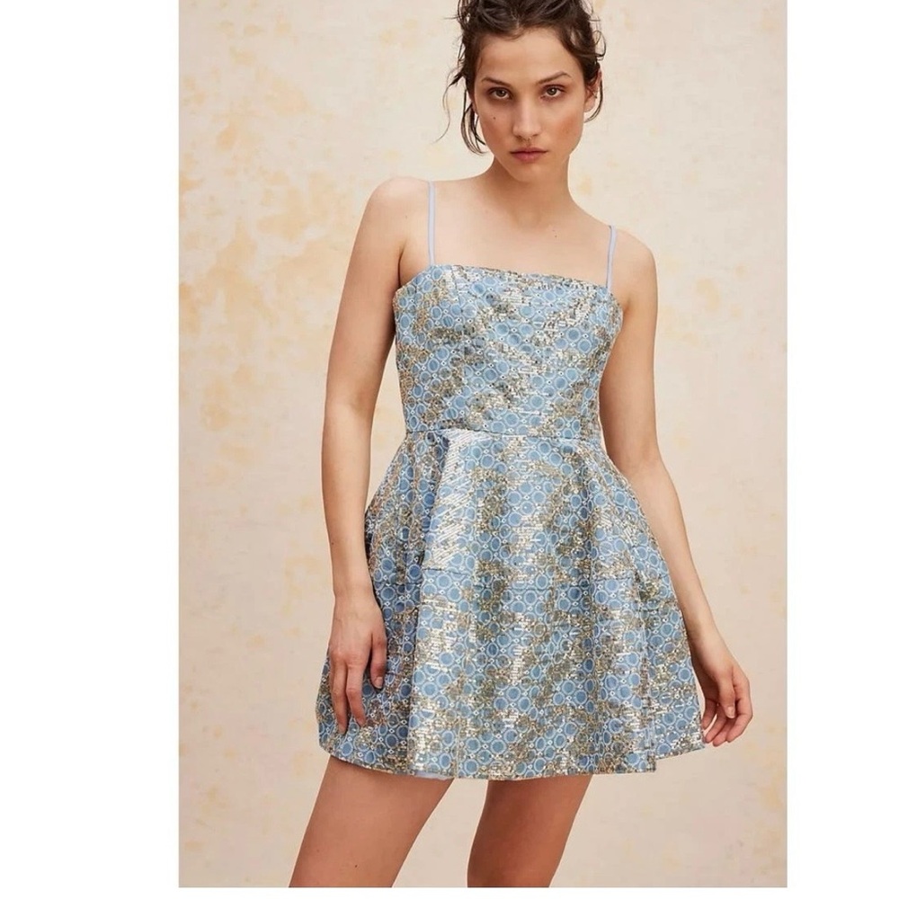 Free People ELLIATT Makenzie Mini Dress (S) Blue w Silver Sequins